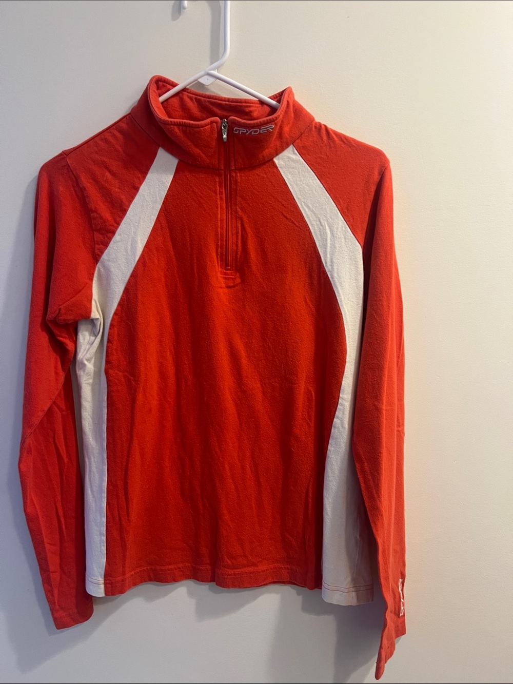 Spyder Red with White Panel Half-Zip Fleece Top